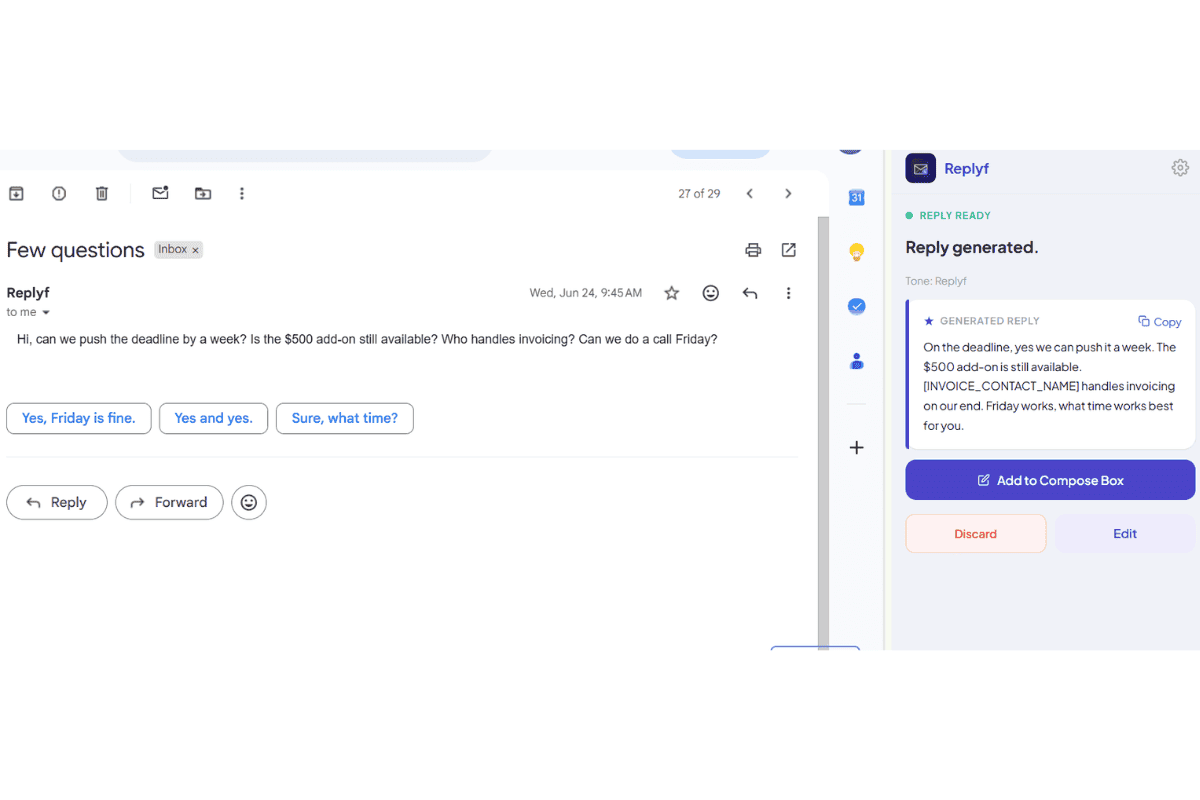Generic AI email draft that sounds nothing like the virtual assistant's client, needs manual rewriting before sending